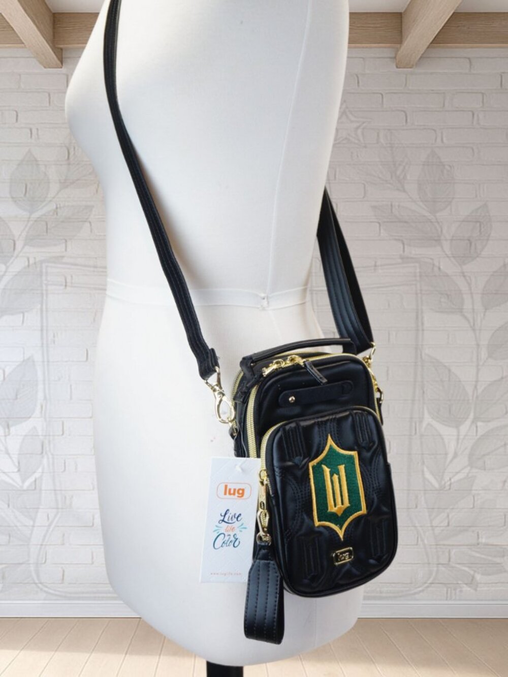 NEW ❤️ Lug x Wicked Black Skeeter Mini Bridge Satin Luxe Crossbody RFID